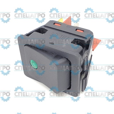 Выключат.клавишный C6053PLNAB зеленая линза, черный корпус Ballu 